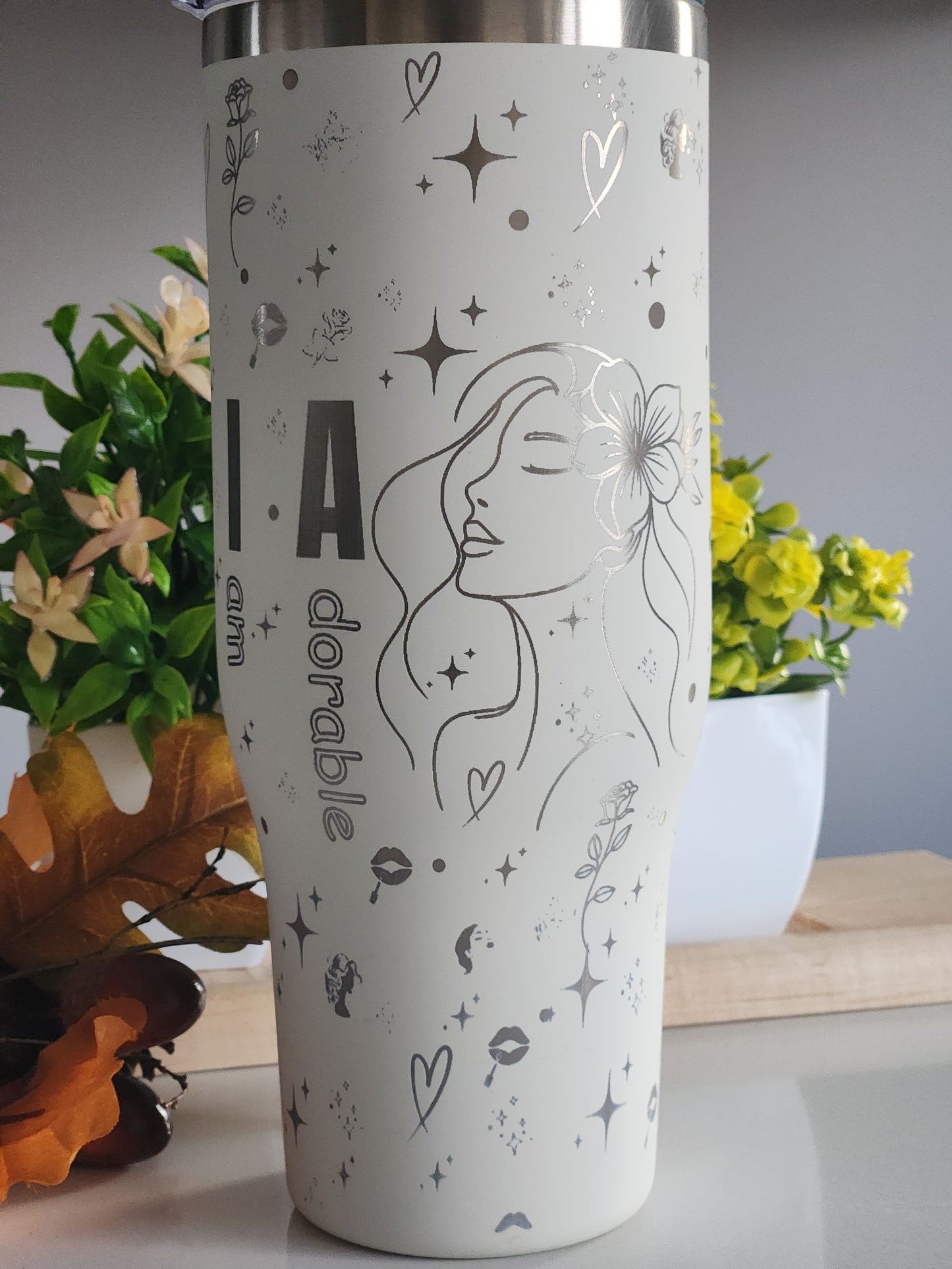 40 oz Full Wrap Tumbler. Personalized Engraved Tumbler, Soft matte white onyx Tumbler, Full Wrap Tumbler, 40oz Engraved Tumbler. Personalized gift (Copy)