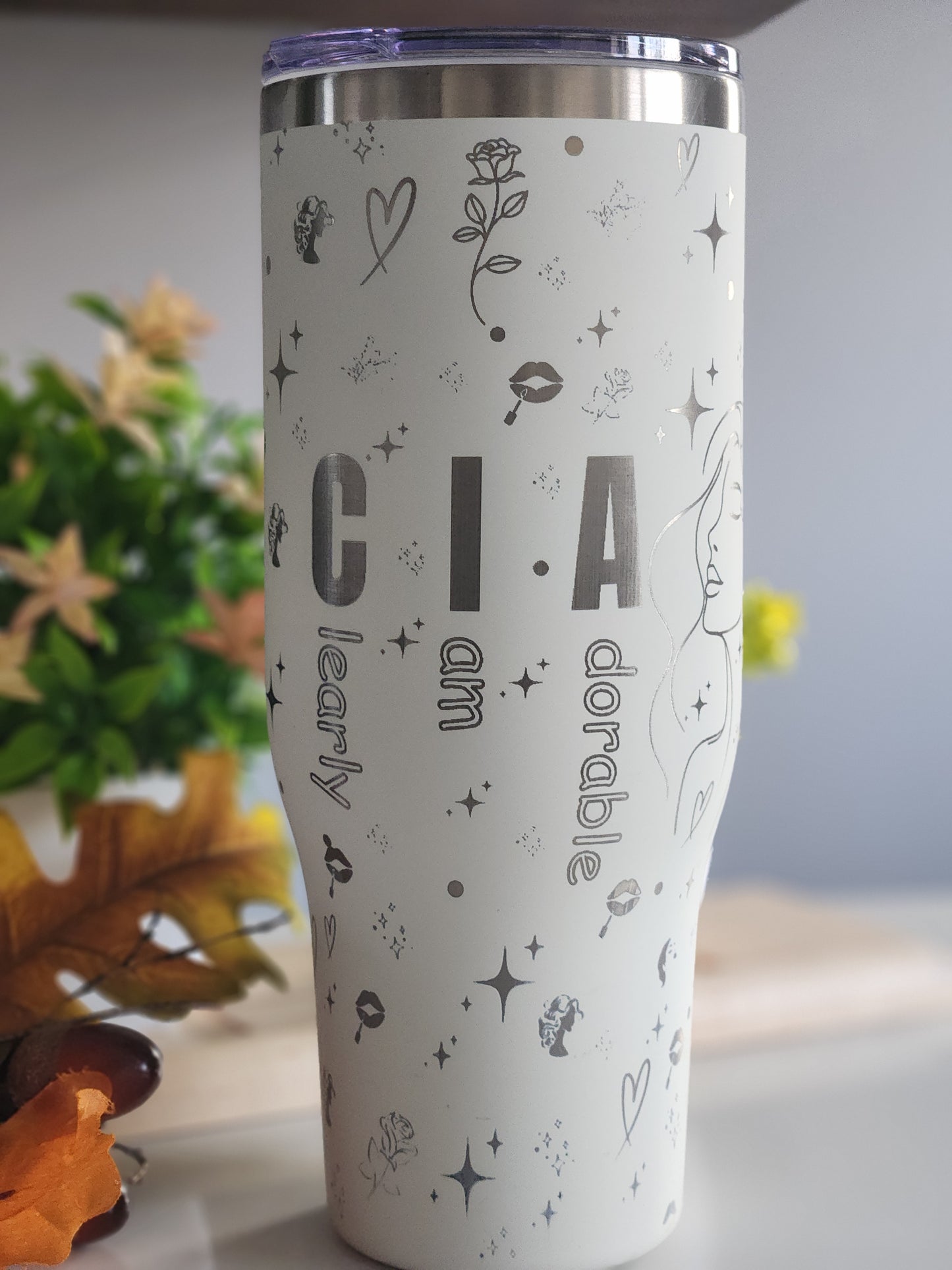 40 oz Full Wrap Tumbler. Personalized Engraved Tumbler, Soft matte white onyx Tumbler, Full Wrap Tumbler, 40oz Engraved Tumbler. Personalized gift (Copy)