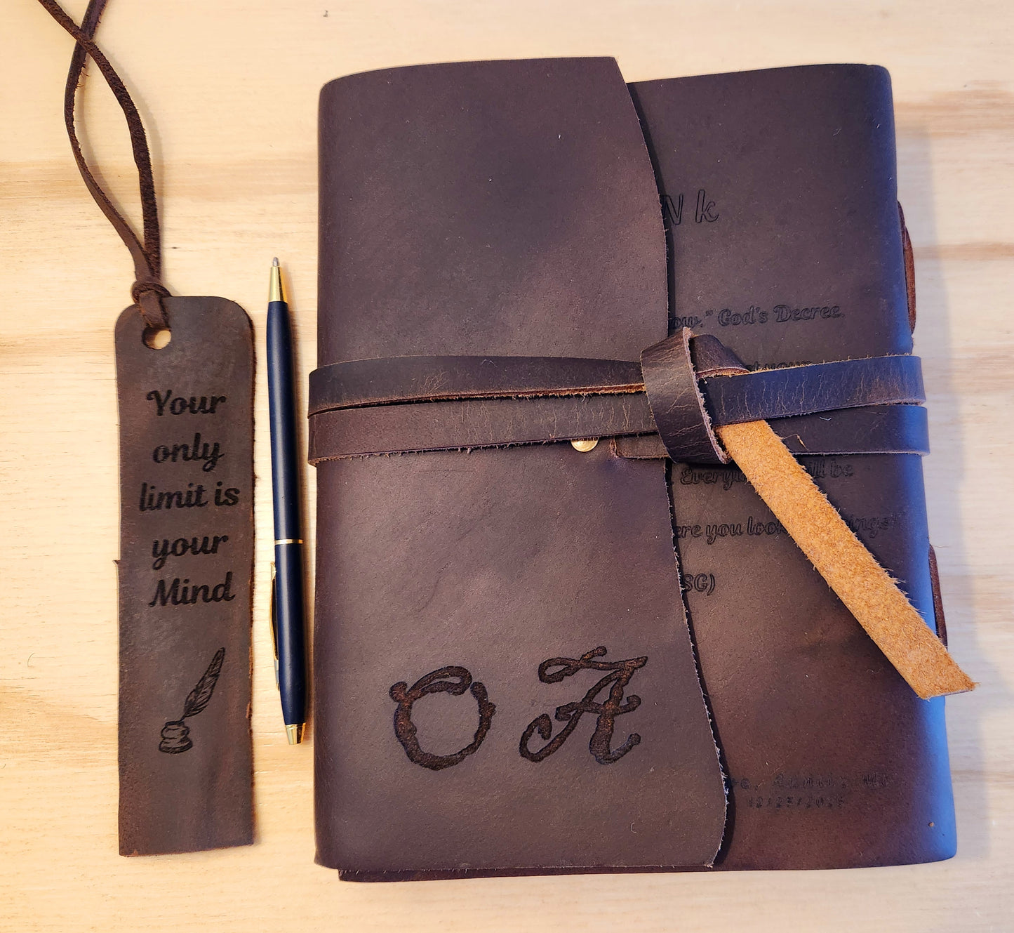 Laser Engraved Personalized Handmade Leather Journal - A5