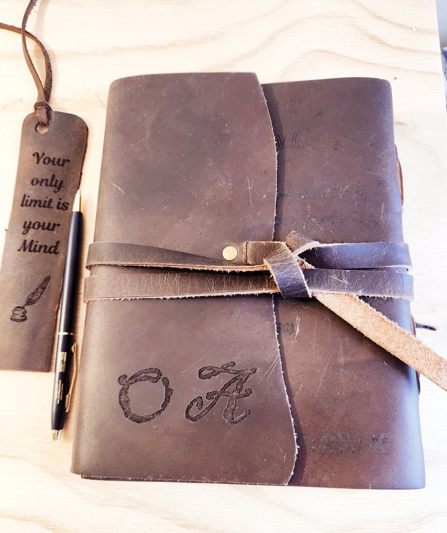 Laser Engraved Personalized Handmade Leather Journal - A5